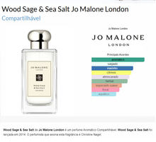 Carregar imagem no visualizador da galeria, Decant do Perfume Jo Malone Wood Sage & Sea Salt + 1 Brinde Grátis COD.78889